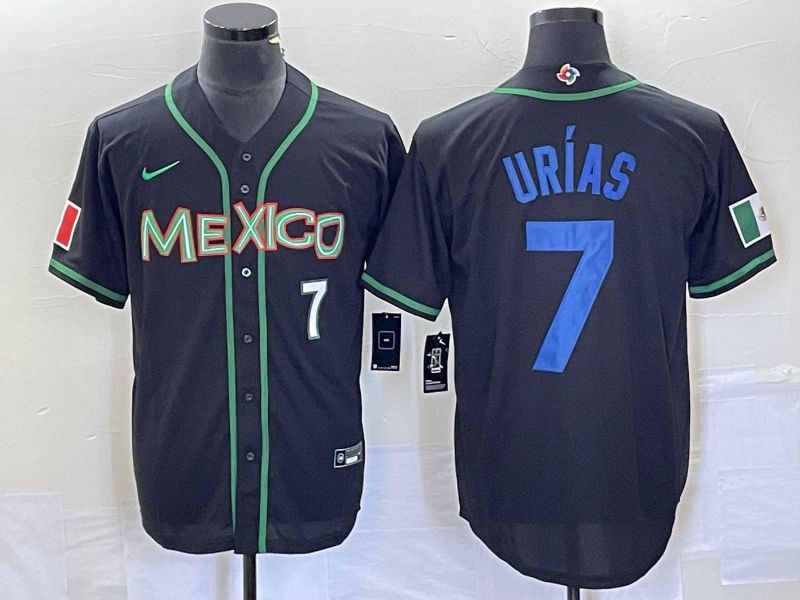 Men 2023 World Cub Mexico #7 Urias Black blue Nike MLB Jersey4->more jerseys->MLB Jersey